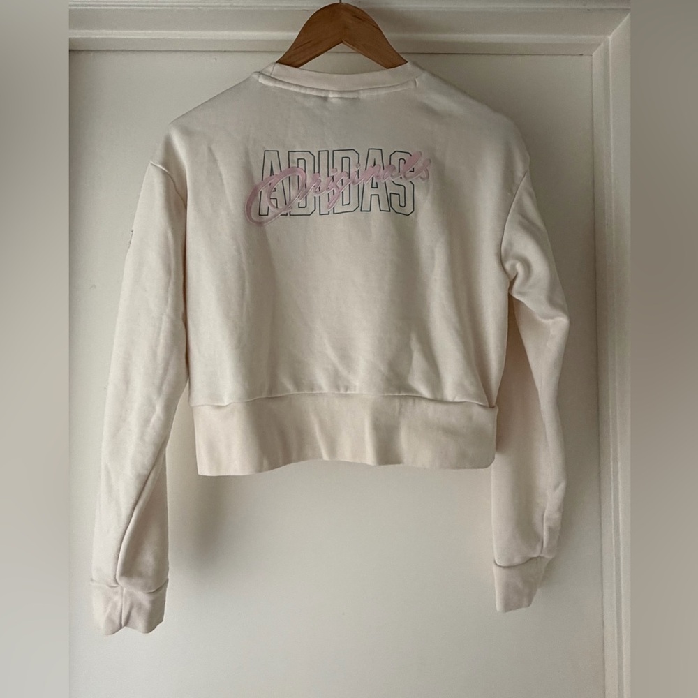 Adidas Sweatshirt Graphic Print Chalk Cream Pastel Juniors L